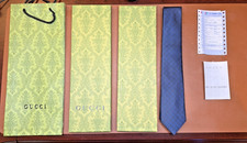 Gucci Men's GG Pattern Navy Blue 100% Silk Tie Widest 3" NWT Original Packaging